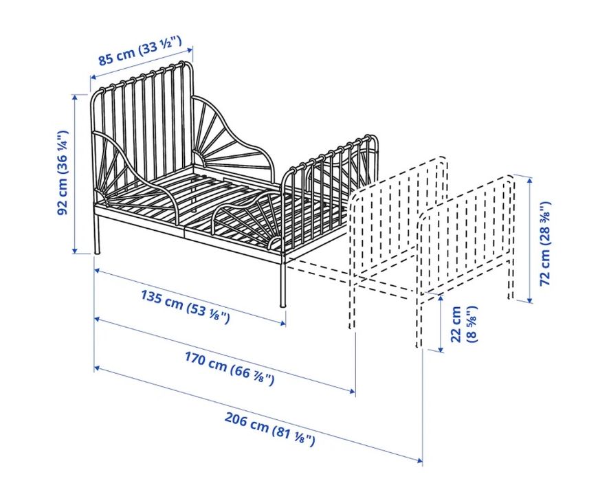 Cama Criança Minnen(extensivel cor branca)com estrado e colchão