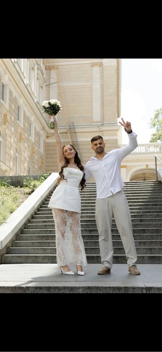 Сукня біла розмір М з спідницею з мережива