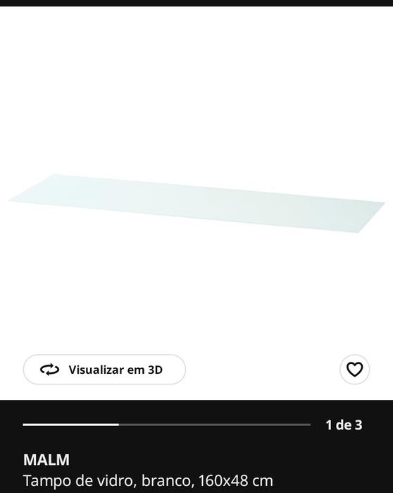 Tampo de vidro grande cómoda malm IKEA