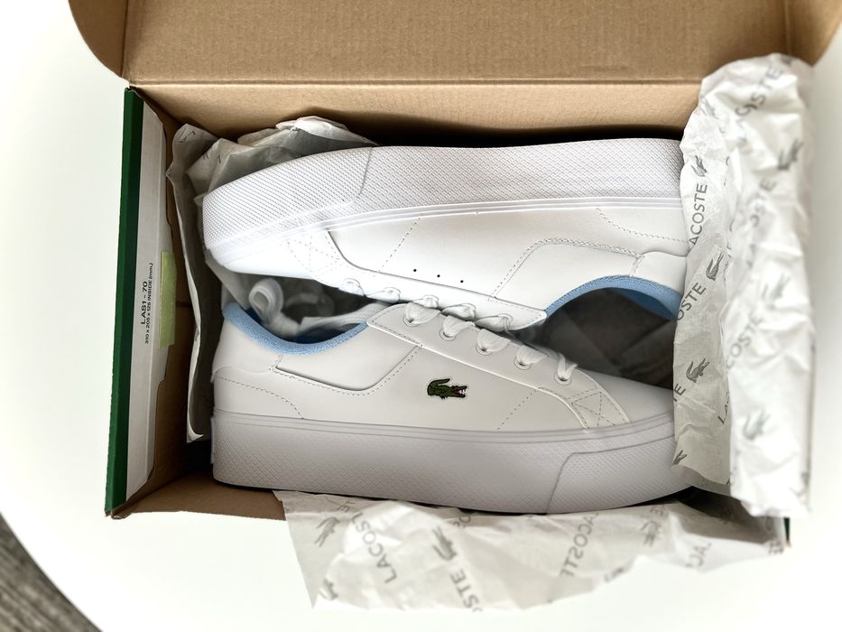 Białe buty sneakersy skórzane Lacoste Ziane Platform 40,5