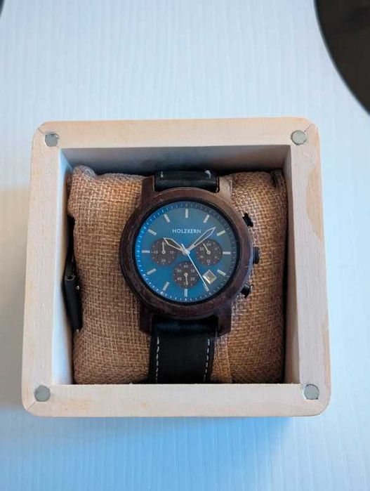 Watch | Relógio Holzkern Azul com Segunda Pulseira na Caixa de Madeira