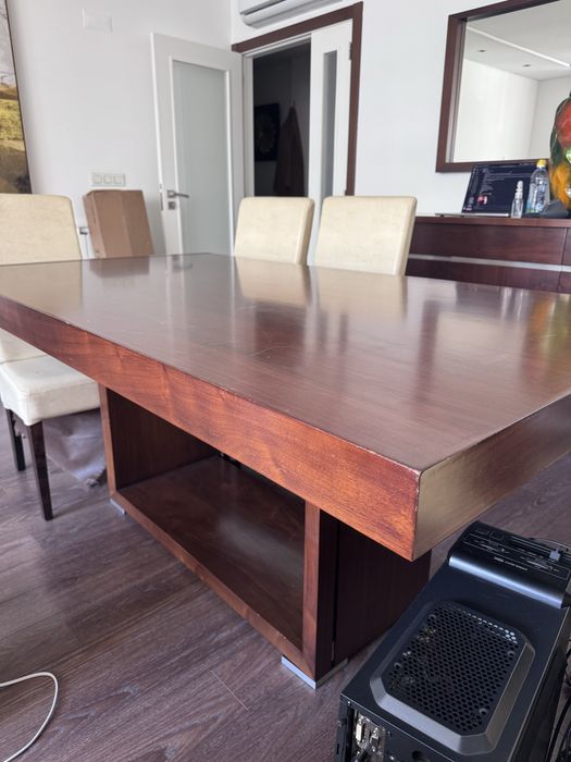 Mesa Madeira Extensivel 240cm e cadeiras