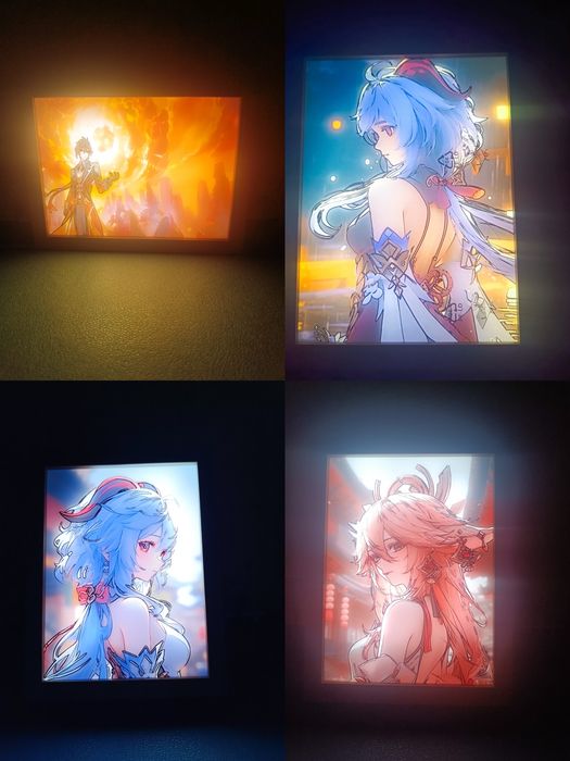 Живі картини зі зміною освітлення по геншину (Genshin Impact) 17*23 см