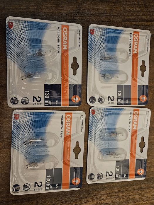 Żarówka halogenowa x 2. Osram 130 lm 10w. 4 zestawy po 2 sztuki.