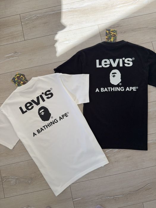 Футболка Bape & Levi's / футболка бейп левайс біла