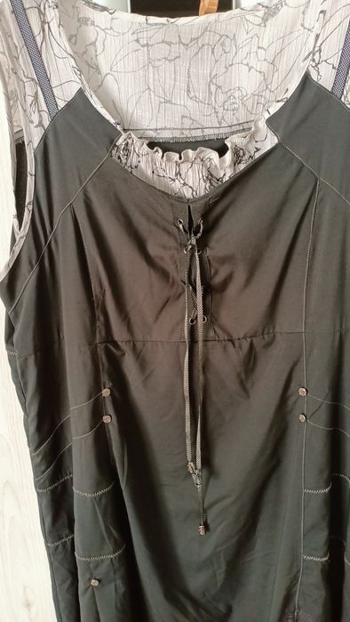 Sukienka czarna z szarym, na letnie dni, cieniutka 42/44