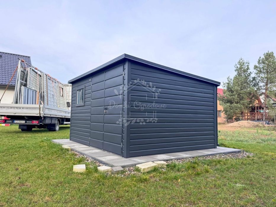 Schowek - domek ogrodowy 4x3 m  2x okno - antracyt ID1112