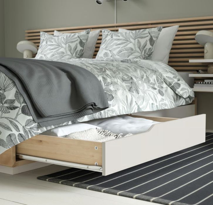MANDAL Ikea  łóżko rama  160x200 materac szuflady 
Rama łóżka z MANDAL
Rama łóżka z szufladami, brzoza/biały, 160x200 cm, brzoza/biały, 160x200 cm