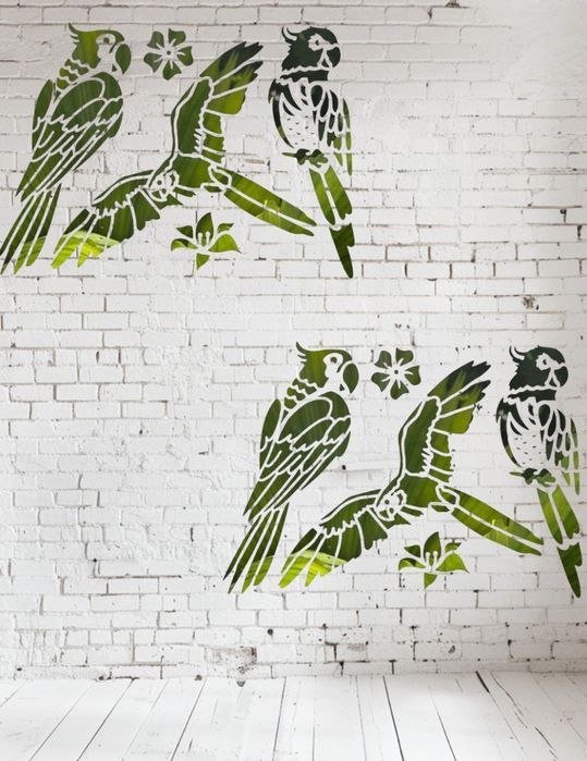 Szablon z motywem papug, malarski, DIY, crapbookingu, tynk - Nr 14b