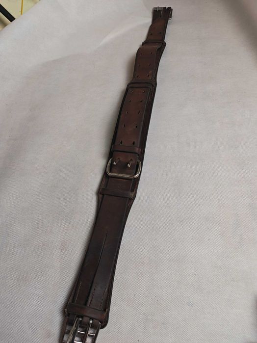 Brązowy, skórzany popręg z regulacją 100- 140 cm