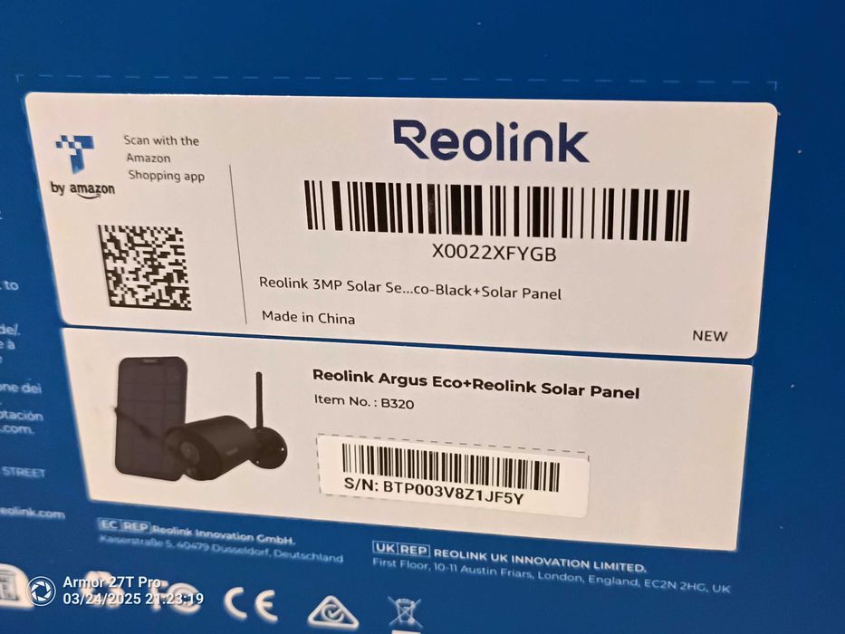 Kamera IP Zewnętrzna WIFI Reolink Argus B320 3MP + Solar Panel 5,8W GW