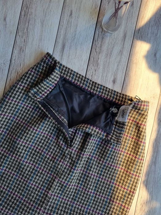 Шерстяная юбка в гусину лапку карандаш классическая