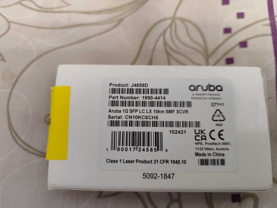 Оптический модуль (трансивер) J4859D Aruba 1G SFP LC LX 10km SMF