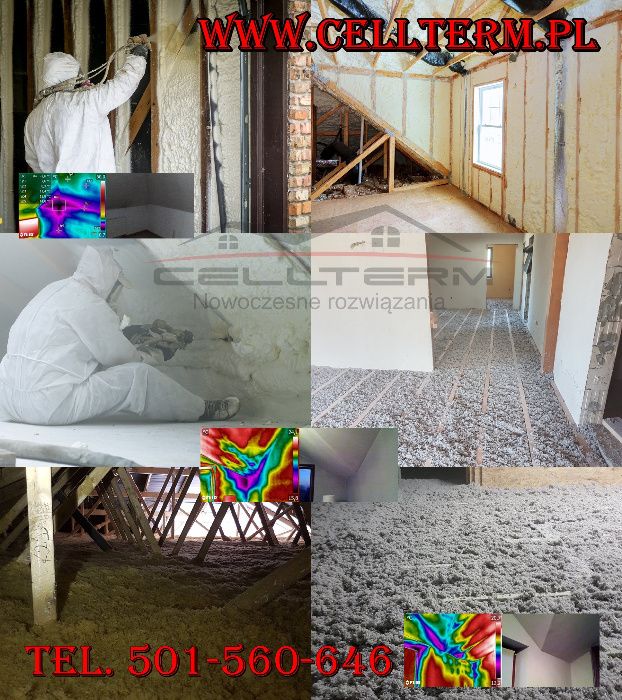 Ocieplenia wiązarów, wdmuchiwanie wełny, celulozy Ekofiber. Natrysk
