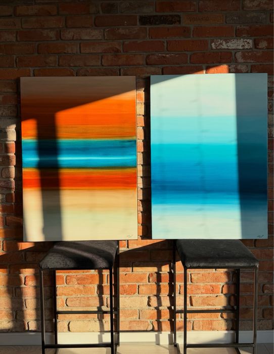 Dyptyk minimalizm farby akrylowe obrazy 70/100