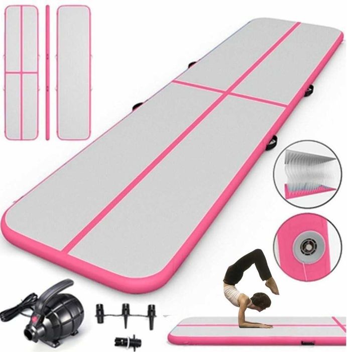 Airtrack Materac Gimnastyczny Ścieżka Akrobatyczna Różowa 400X100X10