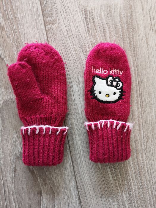 Czapka czapeczka rękawiczki hello kitty zimowa wiosna jesień komplet