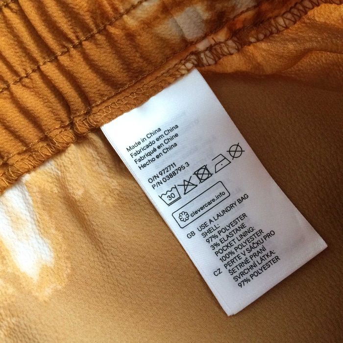 H&M spodnie palazzo musztardowe miodowe tie dye letnie boho L 40