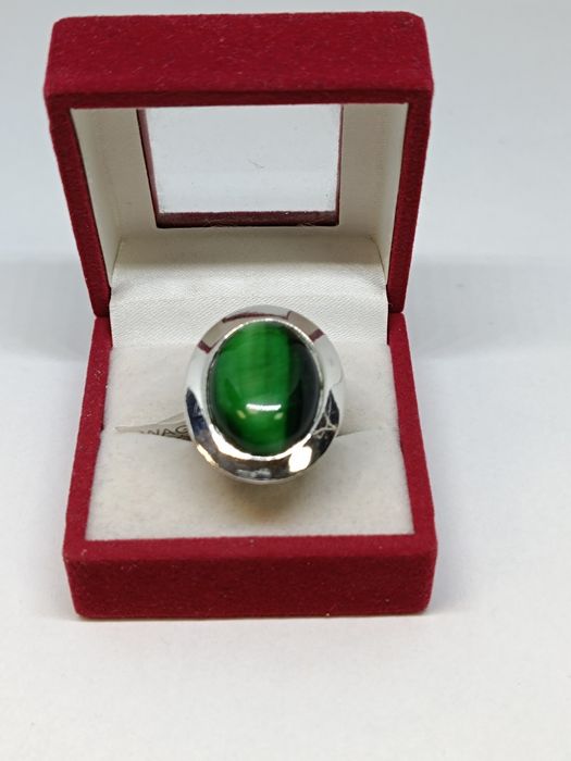 Srebrny pierścionek z oczkiem kocie oko roz. regulowany, 925