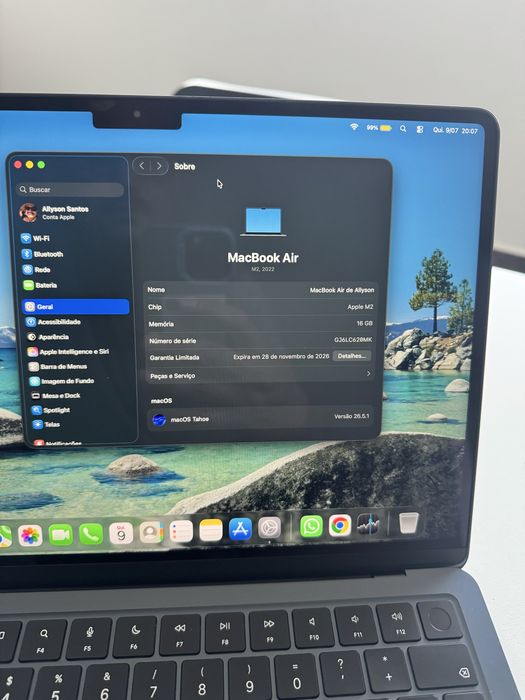 MacBook Air M2 13” – Como Novo | Garantia Apple | Caixa Completa