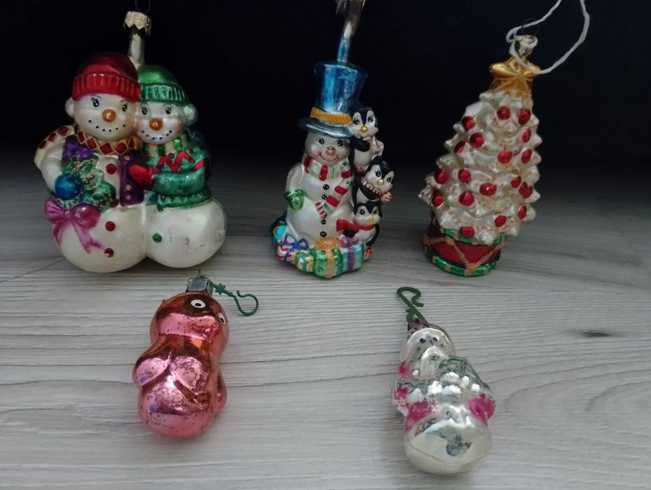 Stare bombki PRL cacka bałwanki choina mikolaj i mis