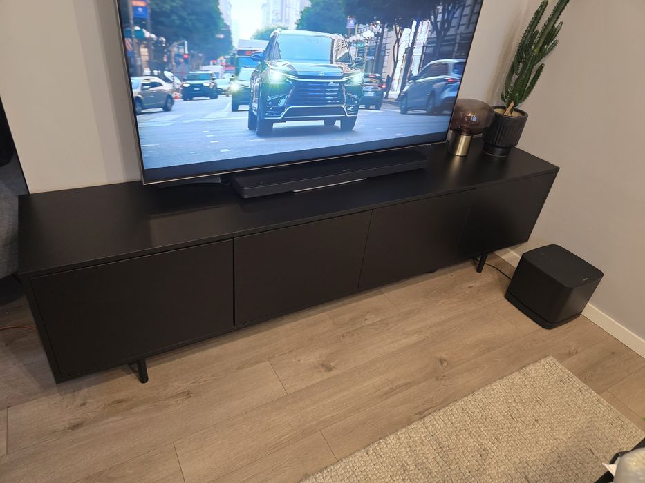 Szafka RTV 200 cm, 4 drzwi, czarny mat