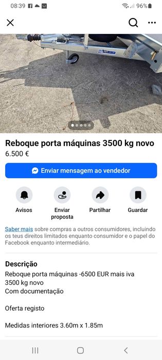 Vendo reboque porta máquinas
