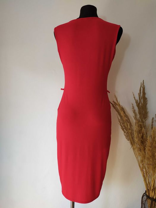 Signature Czerwona sukienka Midi Basic Obcisła Tuba 38 40