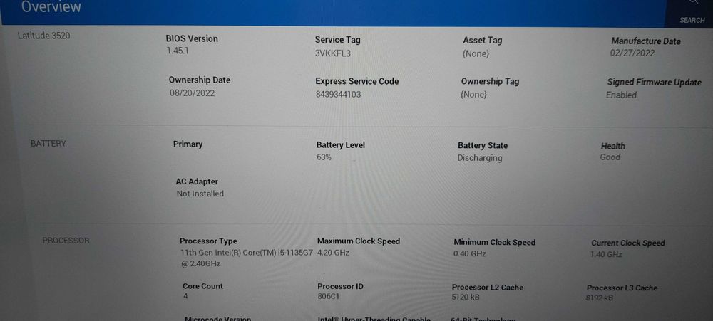 Dell Latitude 3520  i5-1135G7  8GB RAM 256GB SSD 15,6" FHD  WIFI 6