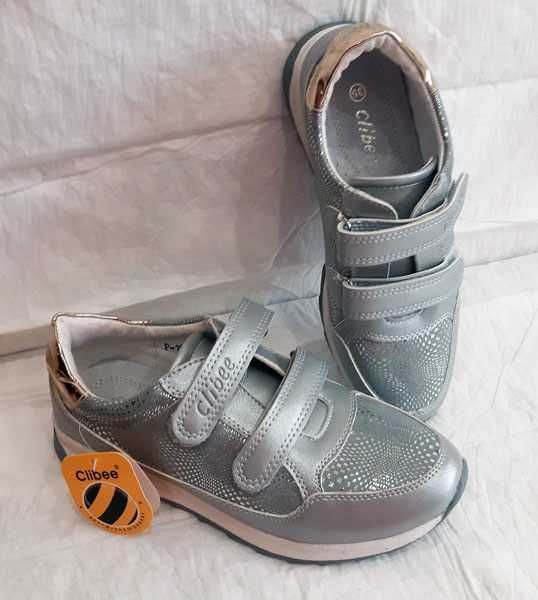 Новые кроссовки Clibee  серебряного цвета, Румыния, 35р-р. 20,5см.