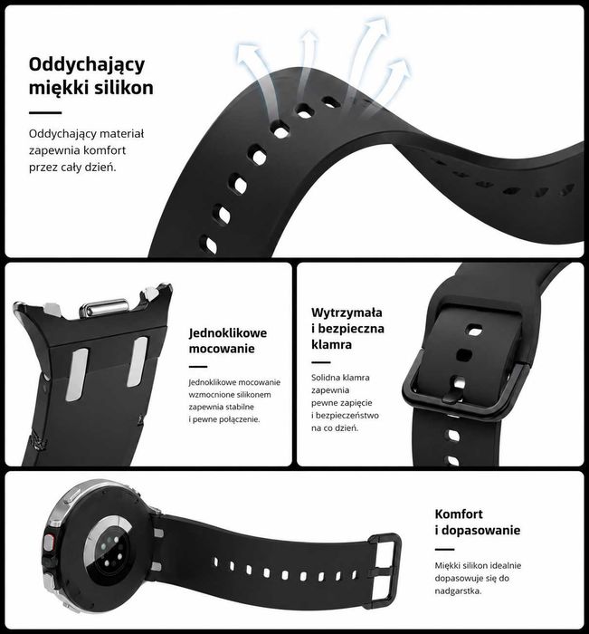 Pasek Sportowy Silikonowy do Samsung Galaxy Watch 8 Classic Szary