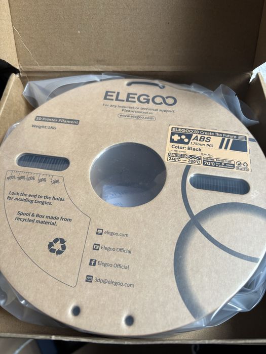 Filament do drukarki 3d elegoo 1kg abs 1.75 mm czarny black