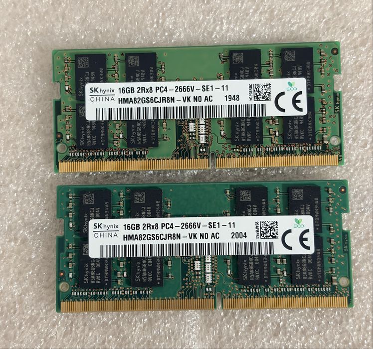 32GB (2x16GB)  Hynix SO-DIMM DDR4 2666MHz  HMA82GS6CJR8N-VK