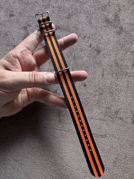 Pasek Nato 20mm Nowy czarno-pomarańczowy Bulova Omega Seiko