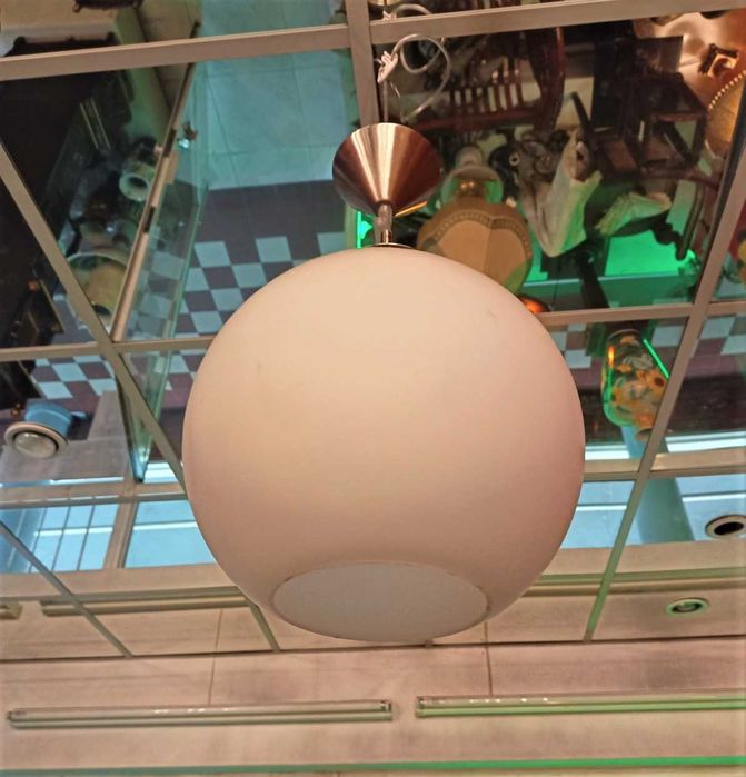 Candeeiro Tecto Globo Vidro Branco