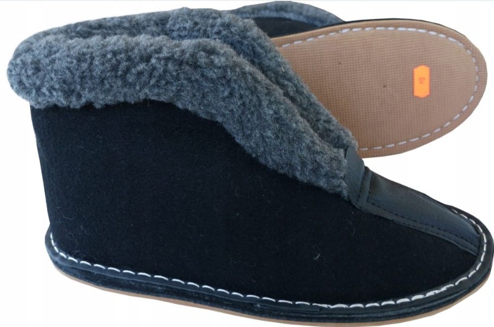 Bambosze męskie filcowe łapcie 46 rozmiar kapcie wysokie ciepłe