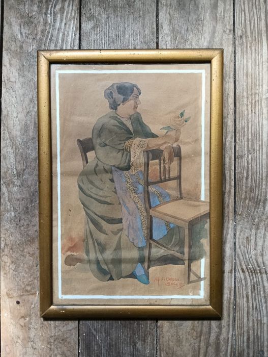 Aguarela de 1911 por Alfredo Cândido