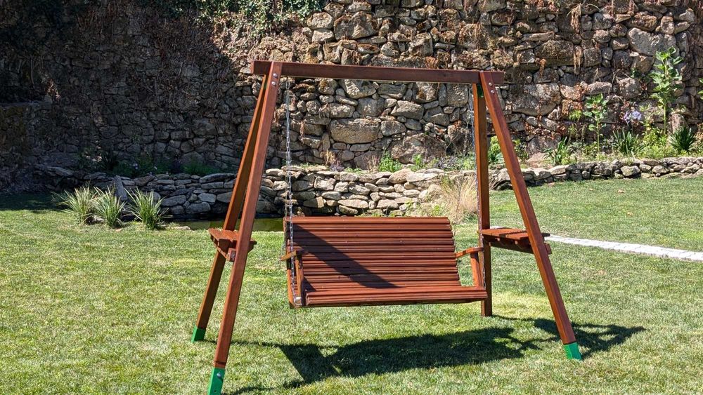 Baloiço jardim com banco - moderno, madeira maciça tratada,