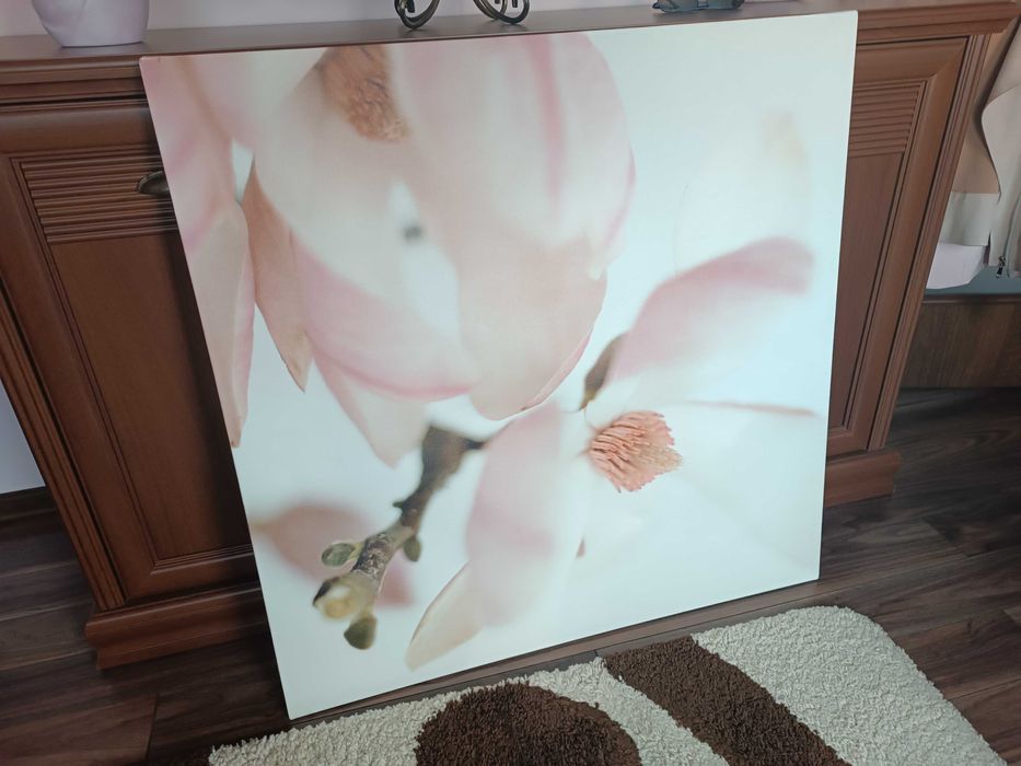 Obraz biały magnolia duży 90x90cm