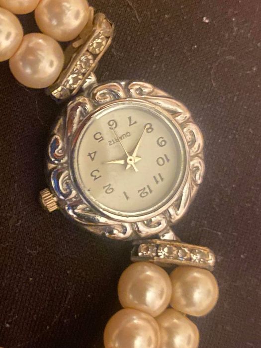 Zegarek bransoletka na gumce | Perełki | Elegancki