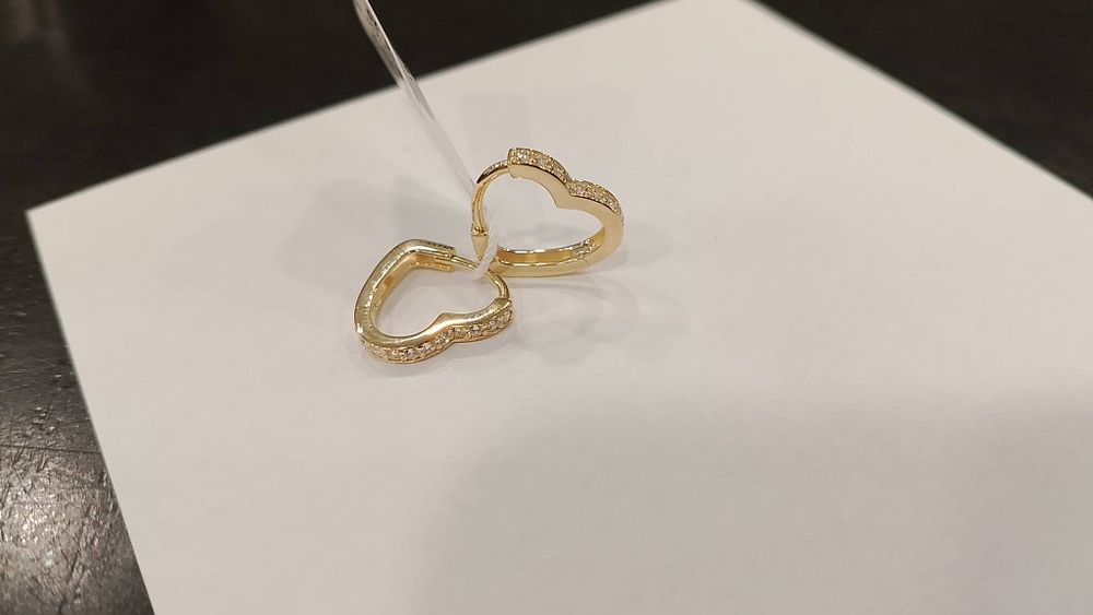 Kolczyki złote serduszka z cyrkoniami pr 585