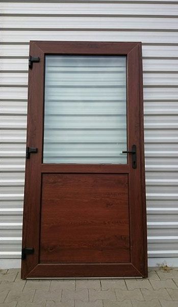 Drzwi PCV zewnętrzne 1000x2100 pvc orzech sklepowe tarasowe TRANSPORT