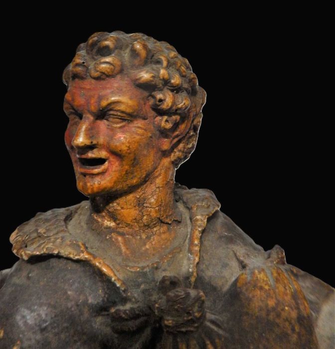 Boa e rara figura Portuguesa, de presépio. "O gaiteiro". Século XVIII.