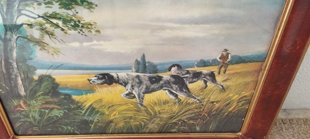 Moldura antiga com vidro e estampa