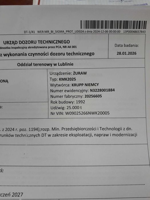 Żuraw samojezdny KRUPP KMK2025