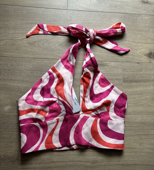 Topy z dekoltem halter z wiskozy Zara