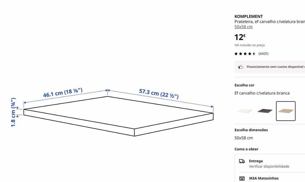Prateleiras Ikea Komplement brancas 50x58cm tenho 17.