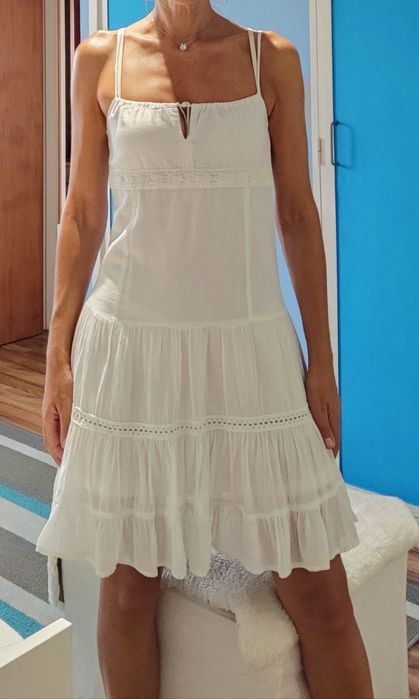 Vestido algodão branco praia