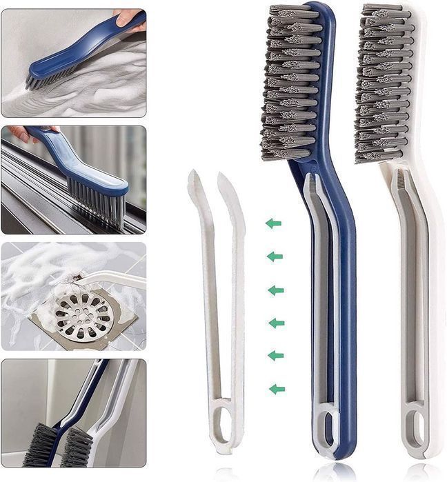 Zestaw 2 szczotek na długiej rączce i szczypce 2w1