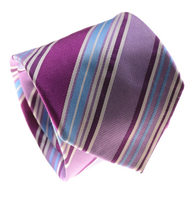 VAN GILS jedwabny różowy krawat w paski 9 cm